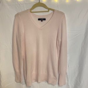 Pale Pink CASHMERE Pullover Knit Sweater V Neck Snuggly Cuddly